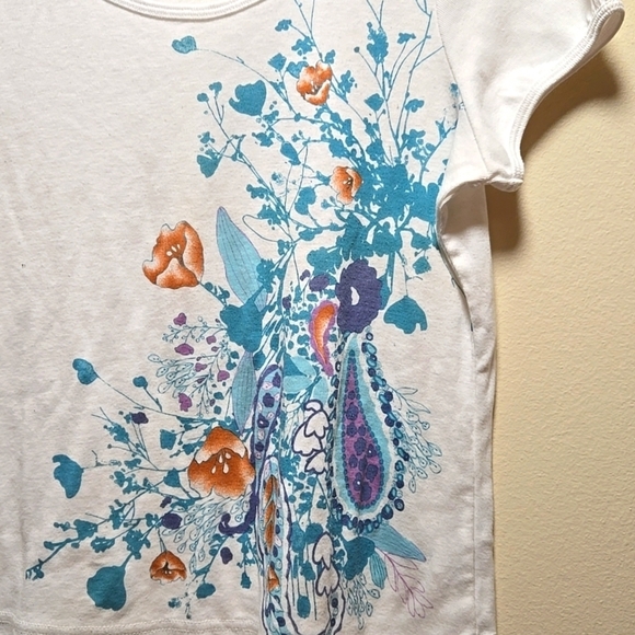 Reitmans Size XL Petite White Foral T-Shirt - Picture 3 of 7